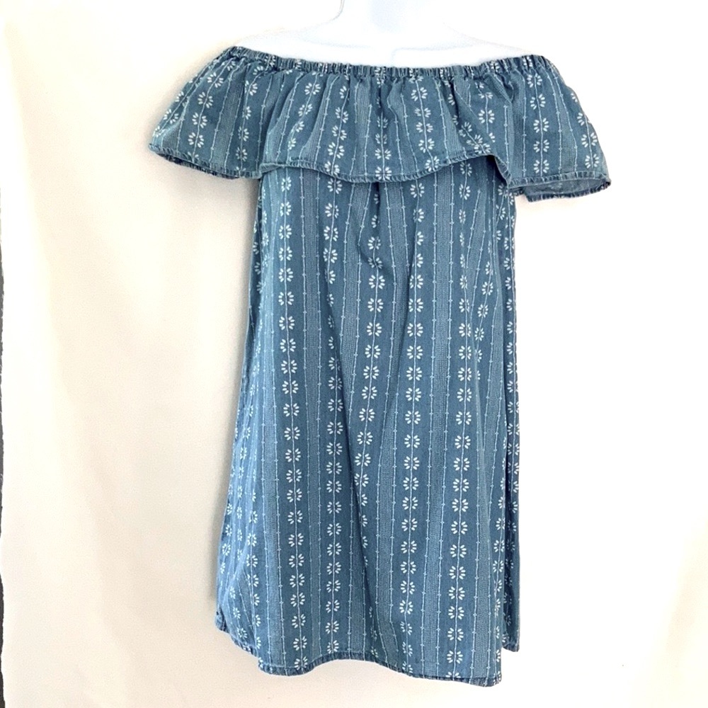 love, FIRE Off the Shoulder Denim Dress